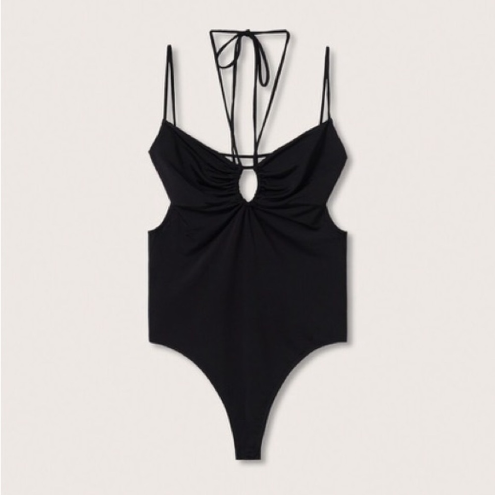Mango Black Bodysuit tank top with open back